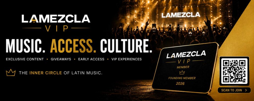 LAMEZCLA VIP promotional banner with a concert crowd and a glowing VIP card; emphasizes music, access, culture.