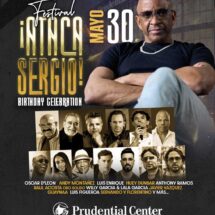 Festival ¡Ataca Sergio! lineup graphic featuring Sergio George and salsa all-stars