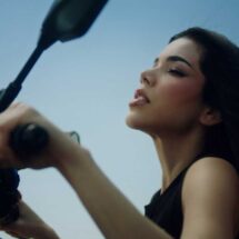 Kenia OS promoting her album K de Karma during the sold-out listening event in CDMX