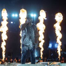 Wisin performing old-school reggaetón classics during Karol G’s headlining set at Coachella 2026