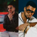 Balvin and Ryan Castro performing together on stage Romeo Santos and Prince Royce bachata collaboration performance