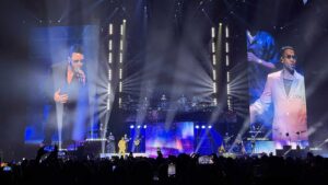 Romeo Santos and Prince Royce performing live on stage in Orlando during bachata concert
