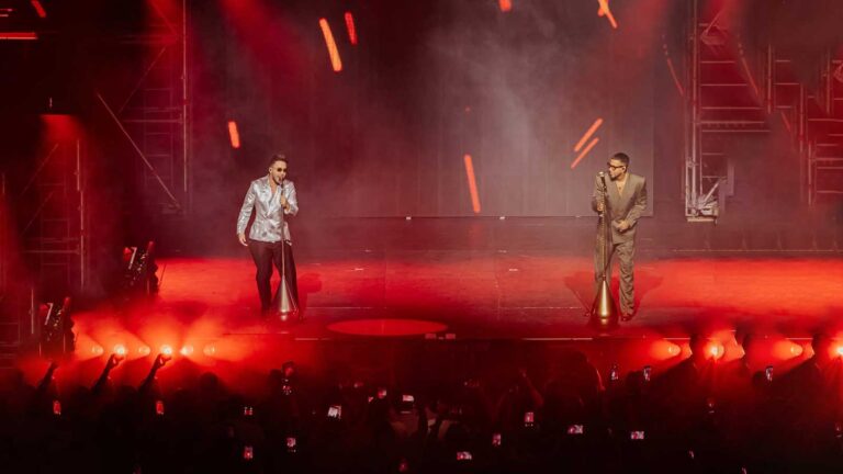 Romeo Santos and Prince Royce performing live on stage during 2026 tour