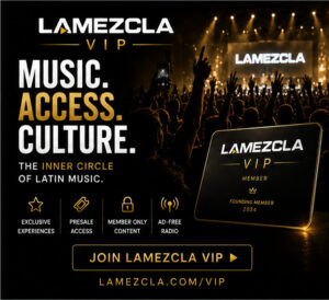 LAMEZCLA VIP promotional banner with a concert crowd and a glowing VIP card; emphasizes music, access, culture.