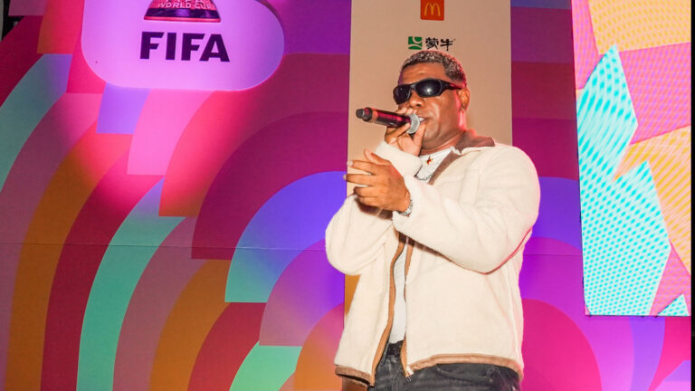 Jheral performing live during the FIFA Fan Festival at Bayfront Park in Miami.