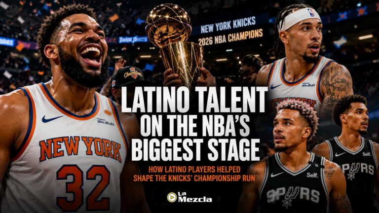 Karl-Anthony Towns celebrating during the New York Knicks' 2026 NBA Championship run.