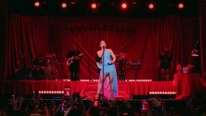 Zhamira performing during her sold-out Curita Para el Corazón Tour stop in Buenos Aires, Argentina.