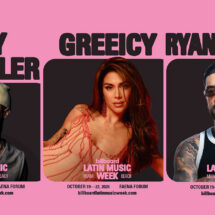 Billboard Latin Music Week 2026 official promotional artwork announcing first speakers.