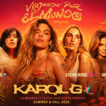 Karol G announces the Viajando Por El Mundo Tour with Becky G, Elena Rose and Greeicy.