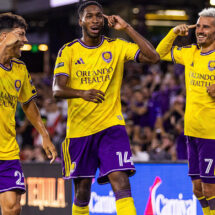 Antoine Griezmann celebrating with Orlando City SC during Leagues Cup 2026.