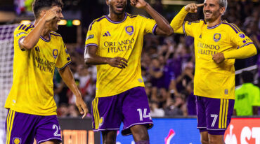 Antoine Griezmann celebrating with Orlando City SC during Leagues Cup 2026.