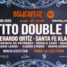 BelicoFest 2026 lineup featuring Tito Double P, Santa Fe Klan and Gerardo Ortiz.