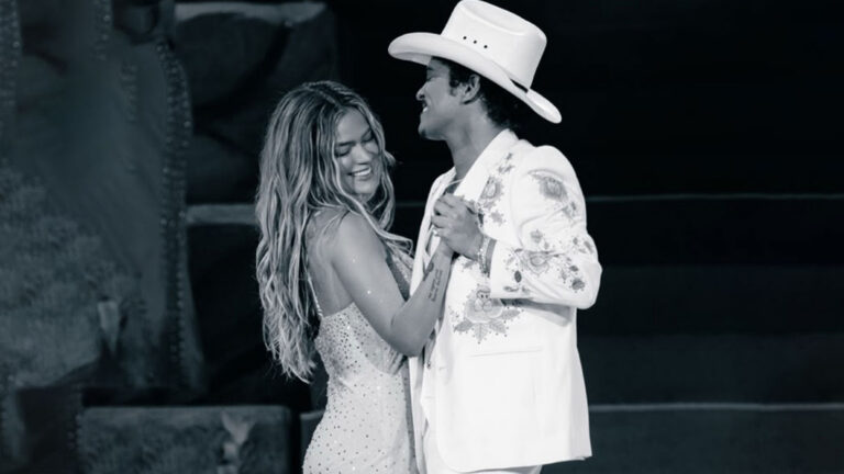 KAROL G and Bruno Mars perform “Still” together at SoFi Stadium in Los Angeles